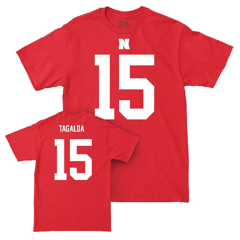 Personalized Football Jersey For Summer Teams-Nebraska Football Red Shirsey Tee  - Brodie Tagaloa