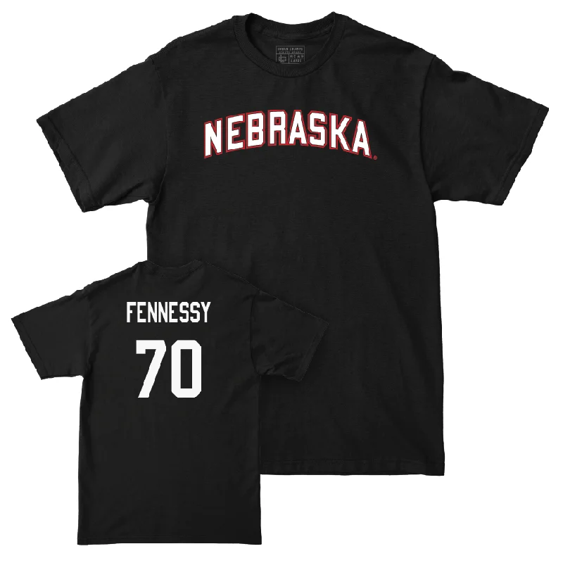 Custom Football Jersey For End-of-Season Gifts-Football Black Nebraska Tee  - Nolan Fennessy