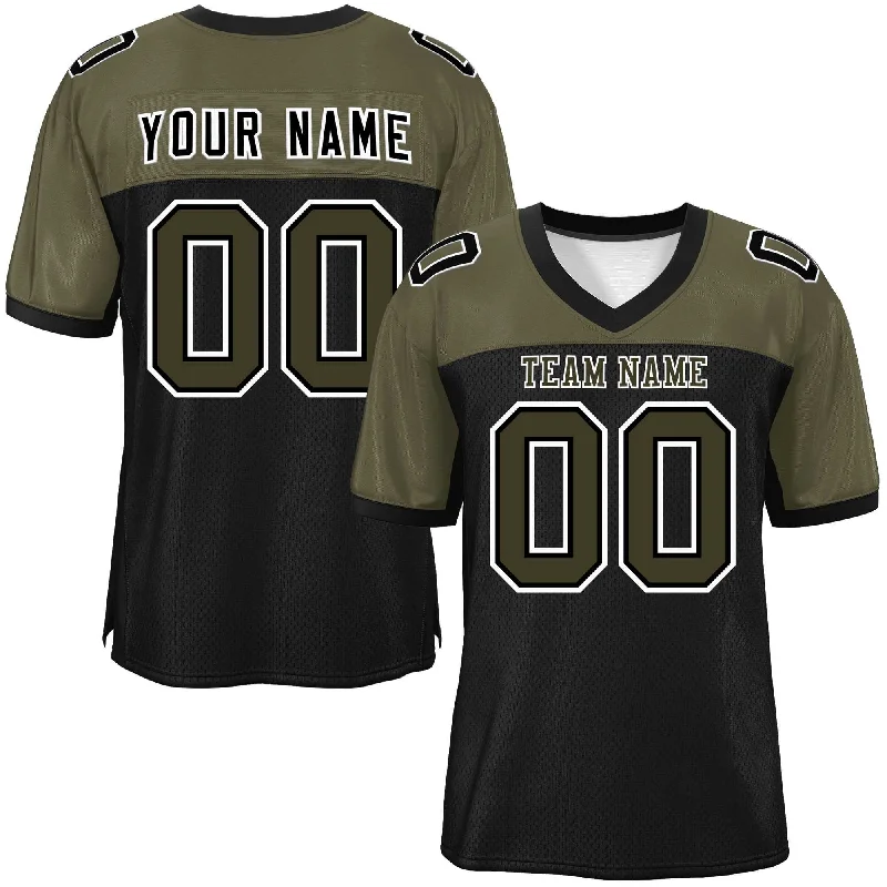 Custom Football Jersey For Team Roster-Custom Black-Olive Raglan Sleeves Fashion Authentic Football Jersey