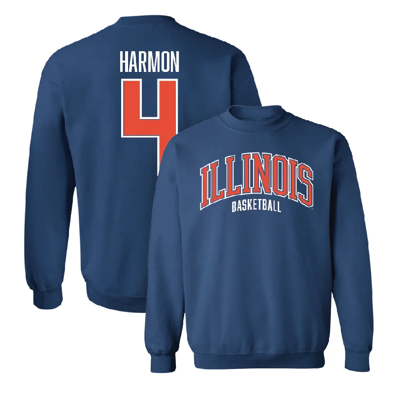 Basketball Jersey With Custom Text-Navy Illinois Arch Crew - Justin Harmon