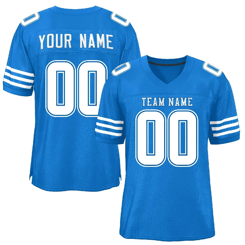 Personalized Football Jersey For Fan Engagement-Custom Panther Blue White Classic Style Mesh Authentic Football Jersey