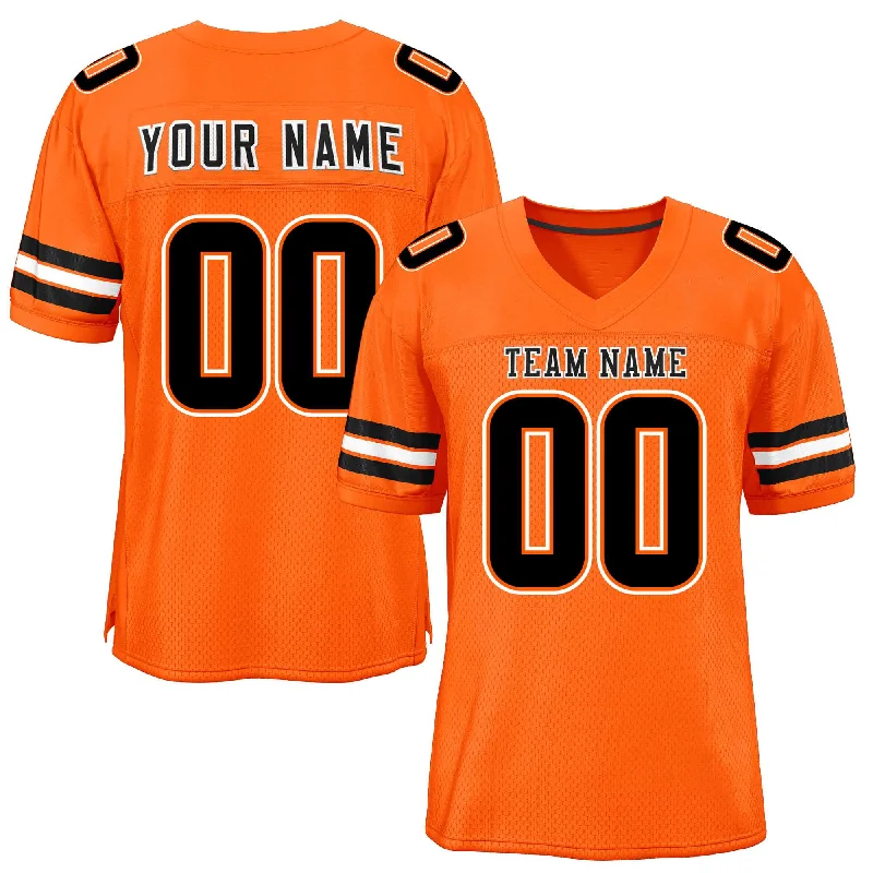 Custom Football Jersey For Fundraising-Custom Orange Black-White Classic Style Mesh Authentic Football Jersey