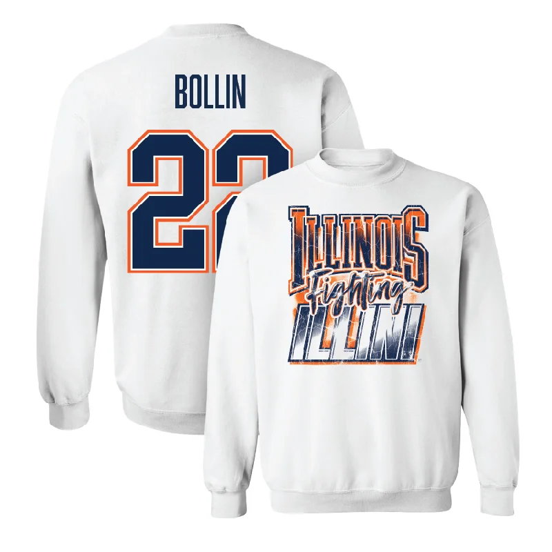 Personalized Basketball Jersey For Special Player Recognition-Illinois White Graphic Crew - Shay Bollin