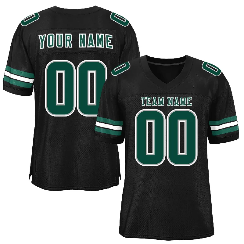 Personalized Football Jersey For Group Celebrations-Custom Black Midnight Green-White Classic Style Mesh Authentic Football Jersey