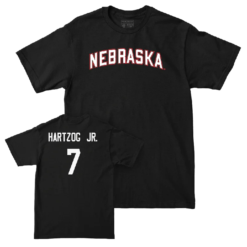 Personalized Football Jersey For School Spirit-Football Black Nebraska Tee - Malcolm Hartzog Jr | #7