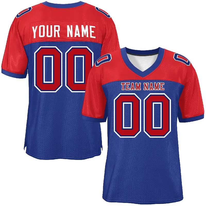 Custom Football Jersey For School Teams-Custom Royal-Red Raglan Sleeves Fashion Authentic Football Jersey