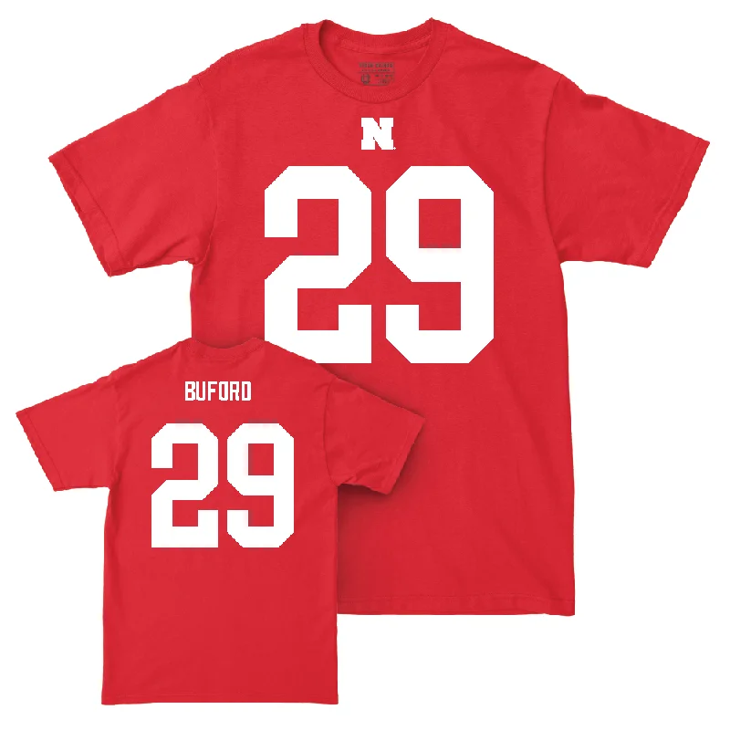 Personalized Football Jersey For Fan Engagement-Nebraska Football Red Shirsey Tee  - Mario Buford