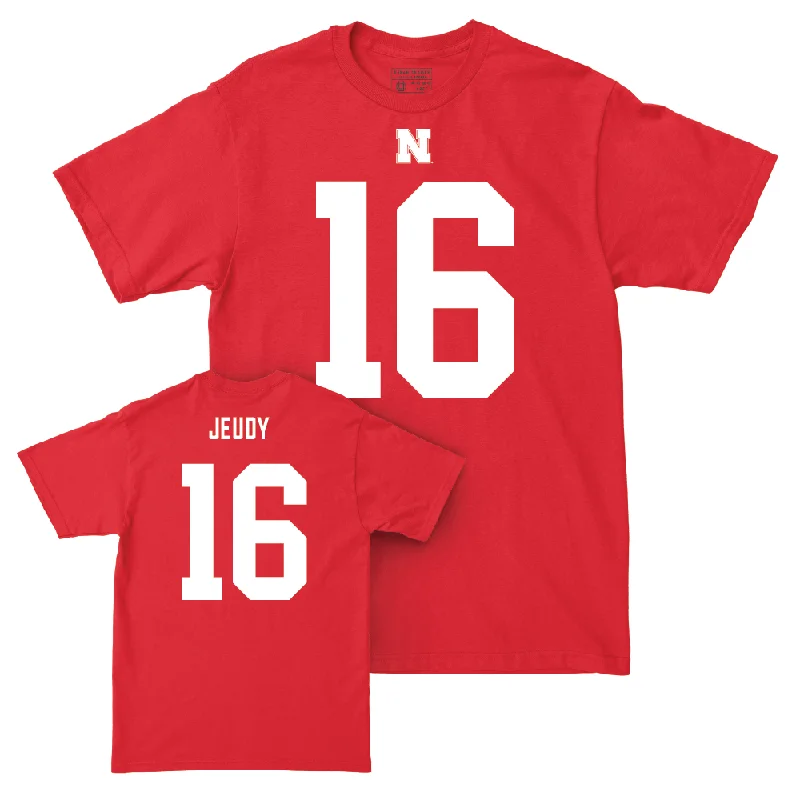 Custom Football Jersey For Player Custom Gifts-Nebraska Football Red Shirsey Tee  - Elijah Jeudy