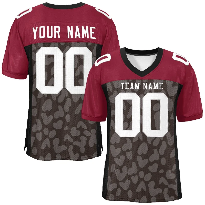 Football Jersey For High-Quality Team Wear-Custom Brown Crimson Raglan Sleeves Personalized Camo Authentic Football Jersey