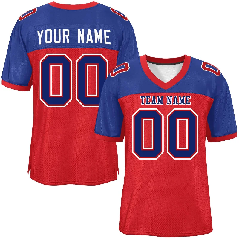 Personalized Football Jersey For Men-Custom Red-Royal Raglan Sleeves Fashion Authentic Football Jersey