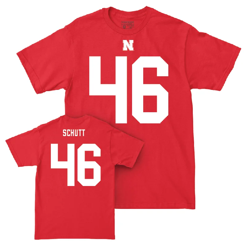 Football Jersey With Custom Team Player Designs-Nebraska Football Red Shirsey Tee  - Connor Schutt