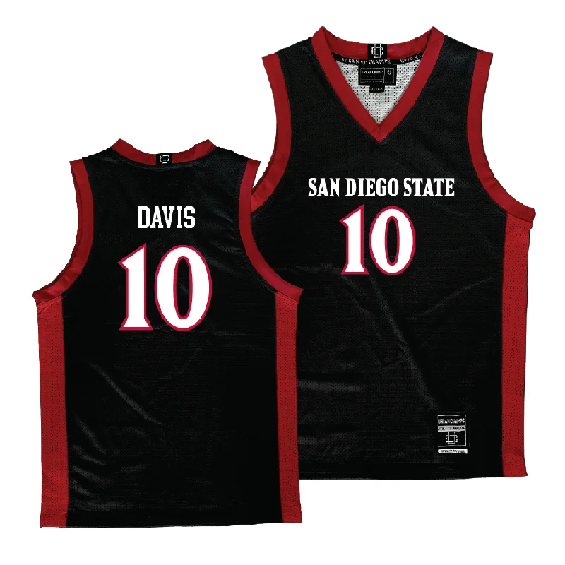 Basketball Jersey With Player Number & Name-SDSU Women's Black Basketball Jersey  - Mia Davis