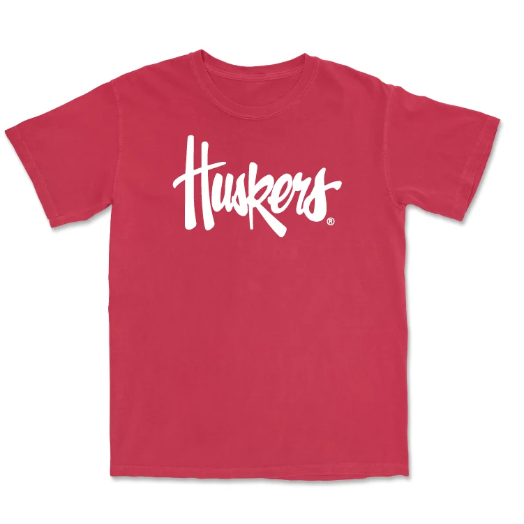 Football Jersey For Memorializing Team Achievements-Red Football Huskers Tee - Noah Bustard