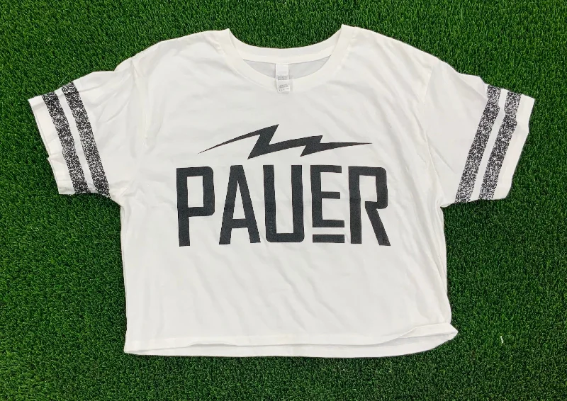 Custom Basketball Jersey For Championship Teams-Pauer Bolt Crop Top White