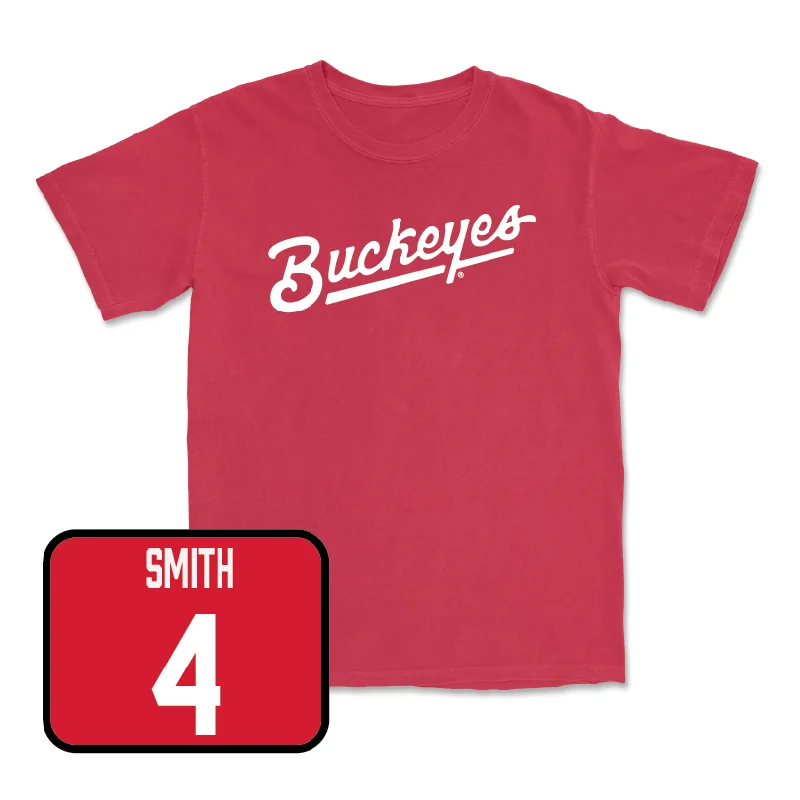 Custom Football Jersey For School Teams-Red Football Script Tee  - Jeremiah Smith