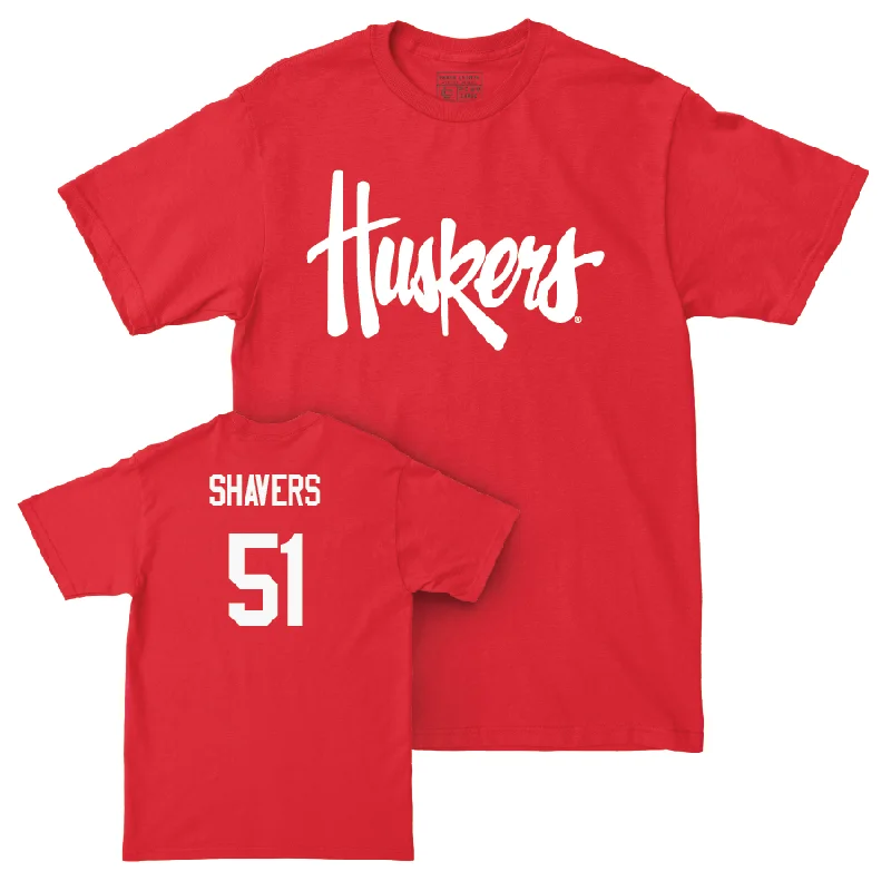 Football Jersey For School Fundraising Events-Red Football Huskers Tee  - Vincent Shavers