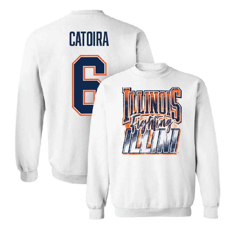 Basketball Jersey For Local Player Support-Illinois White Graphic Crew  - Irene Catoira