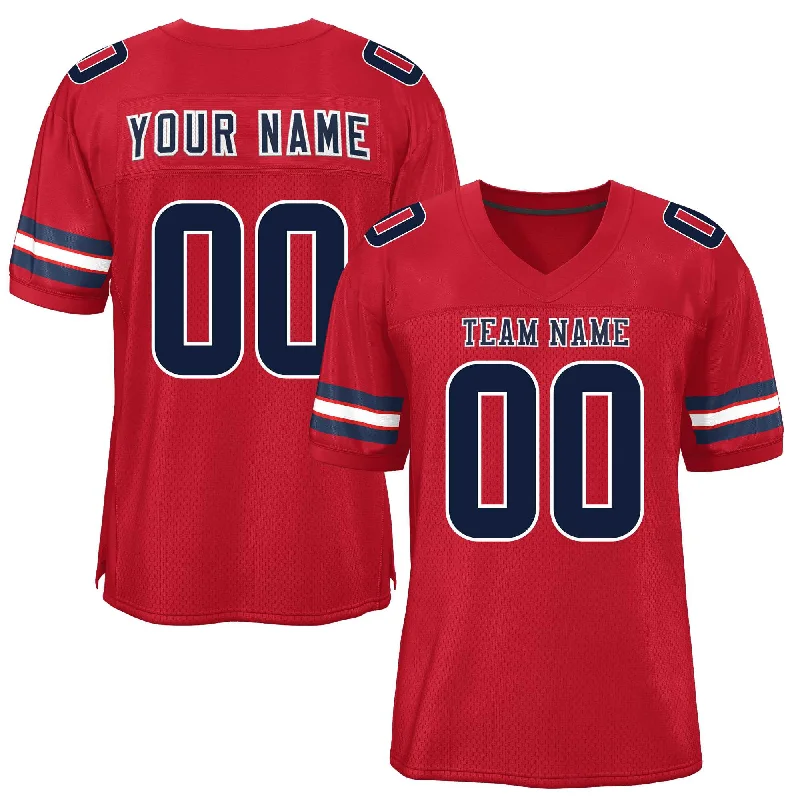 Custom Football Jersey For Player Gifts & Recognition-Custom Red Navy-White Classic Style Mesh Authentic Football Jersey