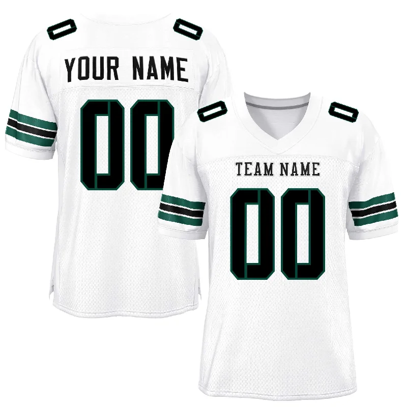 Personalized Football Jersey For Fundraising Events-Custom White Black-Midnight Green Classic Style Mesh Authentic Football Jersey