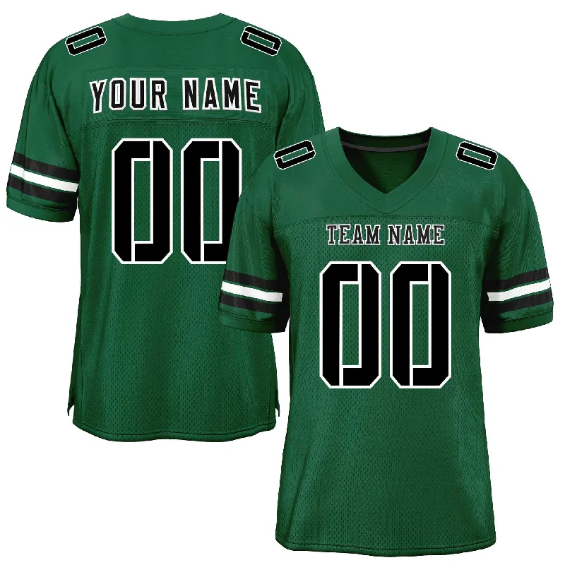 Football Jersey For Team Participation-Custom Green Black-White Classic Style Mesh Authentic Football Jersey