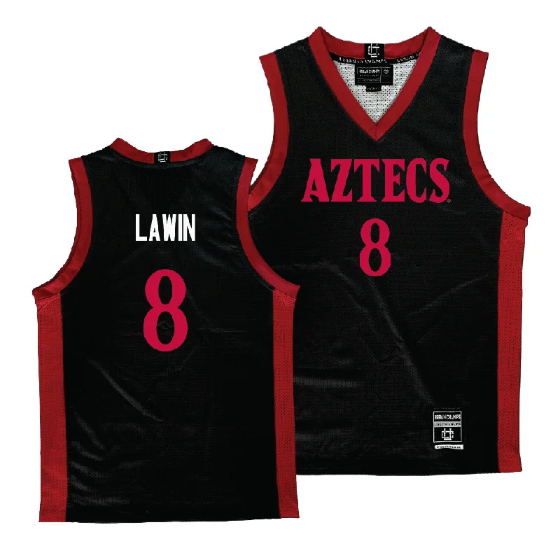 Basketball Jersey For College & University Teams-SDSU Men's Black Basketball Jersey - Cam Lawin #8