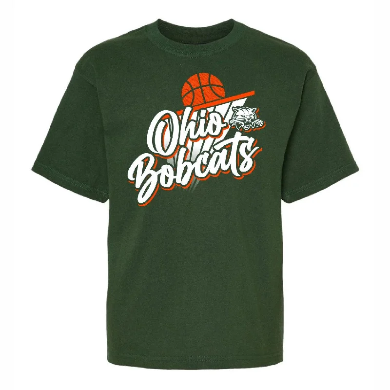 Personalized Basketball Jersey For Official Team Kits-Ohio Bobcats Youth Basketball Hoop T-Shirt