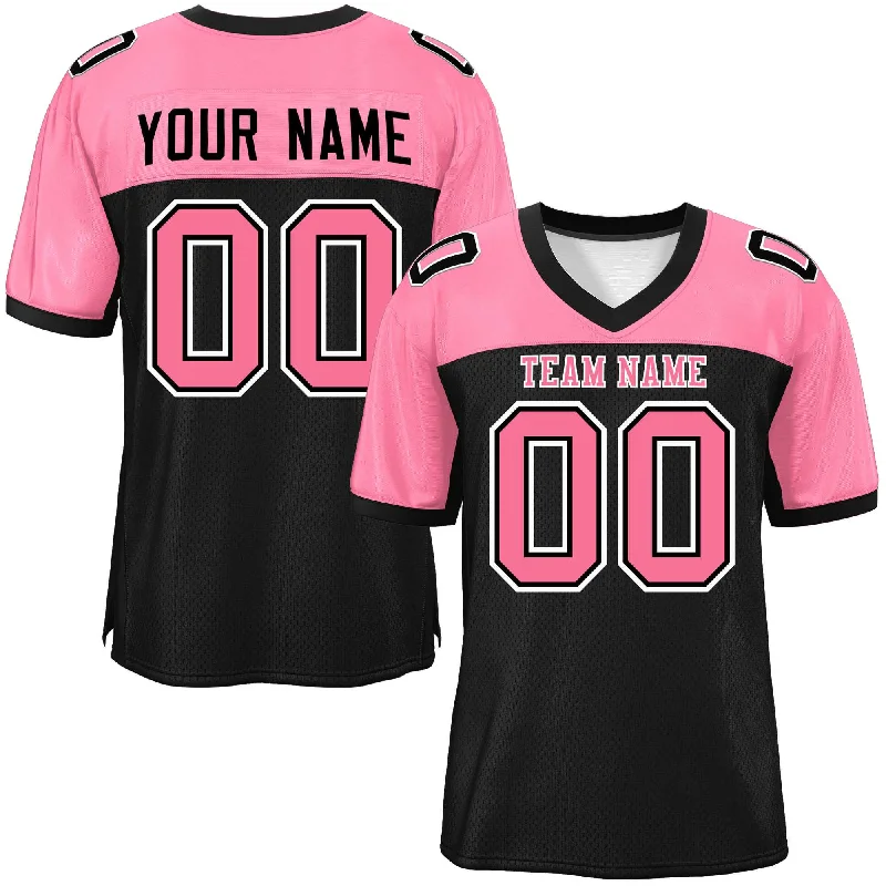 Custom Football Jersey For Tournament Prizes-Custom Black-Light Pink Raglan Sleeves Fashion Authentic Football Jersey