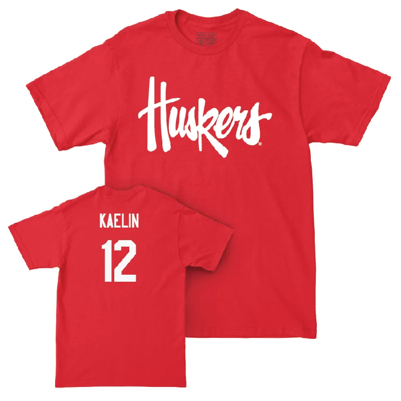 Personalized Football Jersey For Schools & Colleges-Red Football Huskers Tee  - Daniel Kaelin