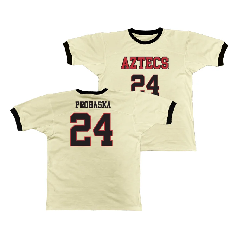 Basketball Jersey With Player Portrait-SDSU Retro Ringer Tee - Abby Prohaska #24