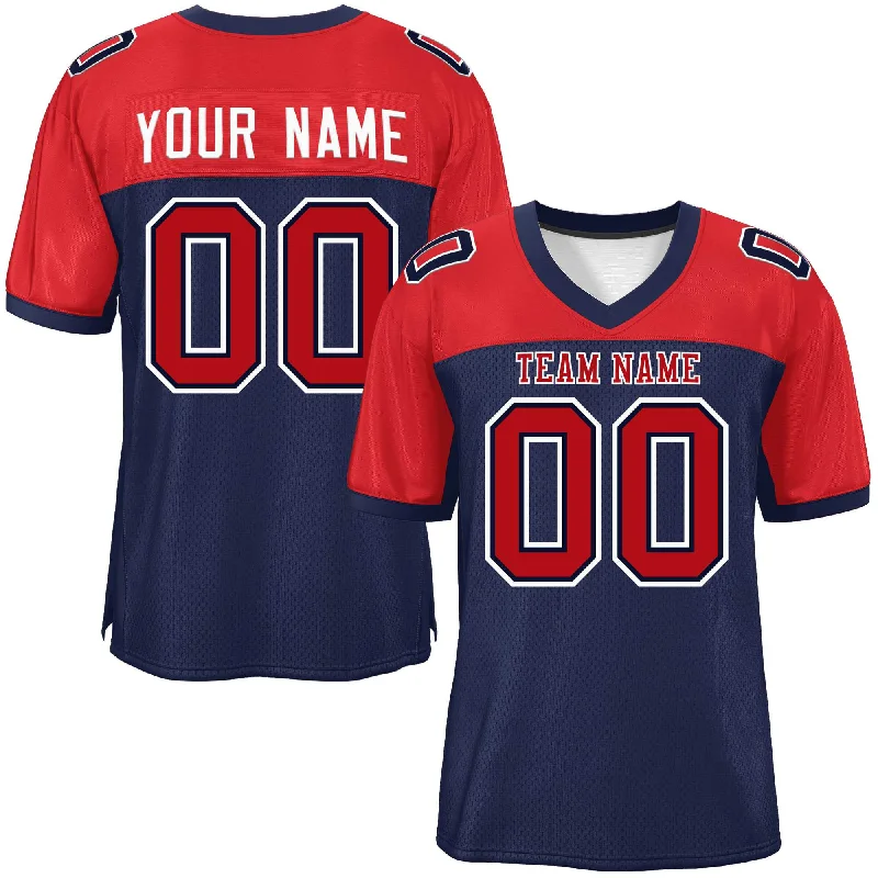 Custom Football Jersey For Fan Groups-Custom Navy-Red Raglan Sleeves Fashion Authentic Football Jersey