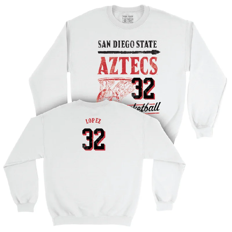 Personalized Basketball Jersey For Fan Appreciation-SDSU Men's Basketball White Hardwood Crew - Desai Lopez #32