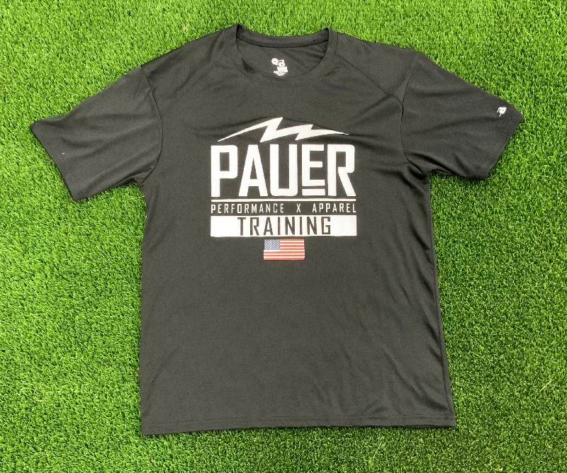 Custom Basketball Jersey For Corporate Events-Black Pauer Performance TRAINING Badger Short Sleeve T-Shirt