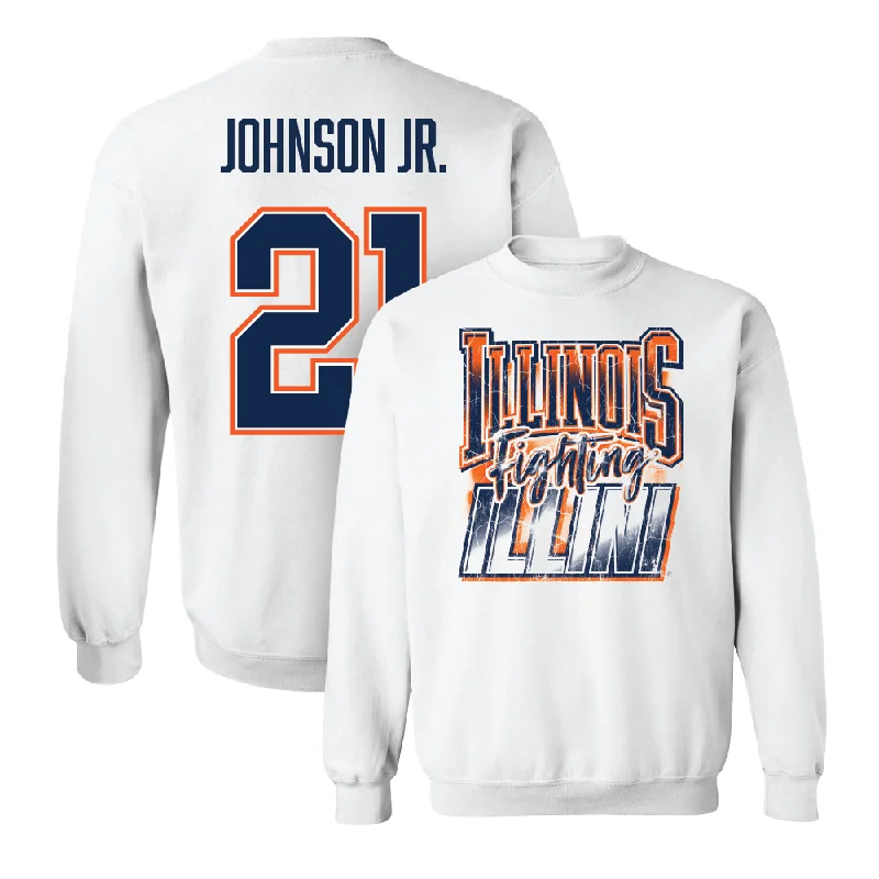 Basketball Jersey With Team Mascot & Design-White Illinois Graphic Crew  - Morez Johnson Jr.