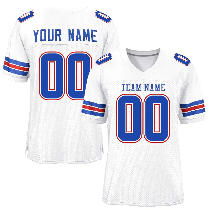 Football Jersey For Holiday-Themed Customization-Custom White Royal-Red Classic Style Mesh Authentic Football Jersey