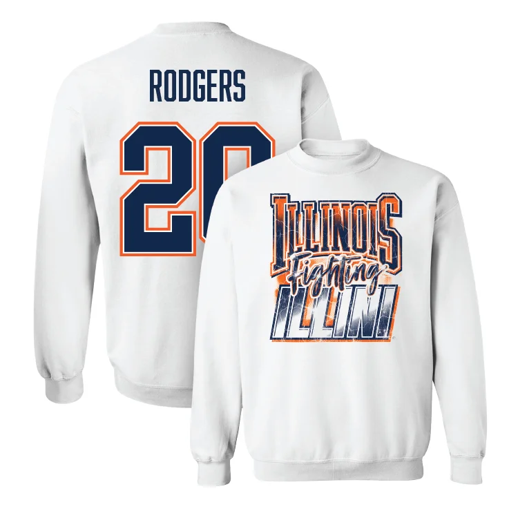 Personalized Basketball Jersey For Basketball Fans-White Illinois Graphic Crew - Ty Rodgers #20