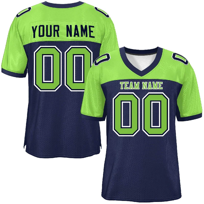 Personalized Football Jersey For Team Achievements-Custom Navy-Neon Green Raglan Sleeves Fashion Authentic Football Jersey