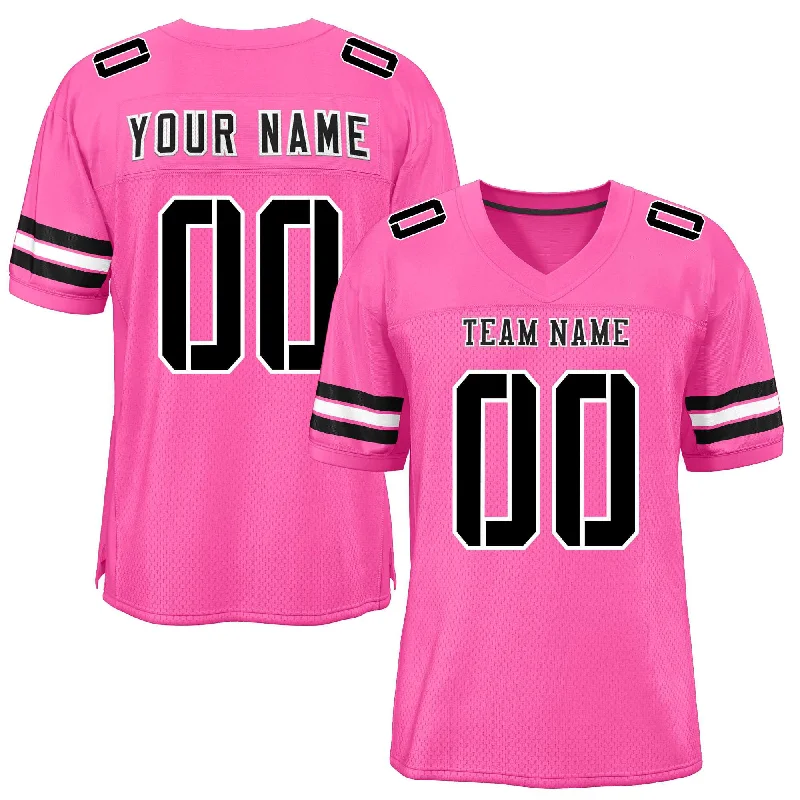 Custom Football Jersey For Exclusive School Events-Custom Rose Red Black-White Classic Style Mesh Authentic Football Jersey