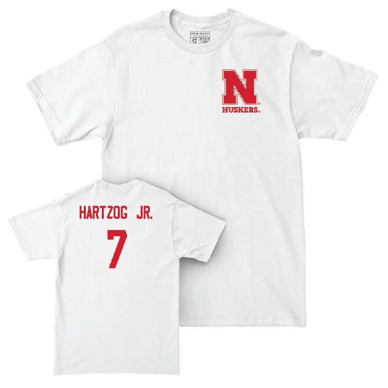 Custom Football Jersey For Event Promotions-Football White Comfort Colors Tee - Malcolm Hartzog Jr | #7