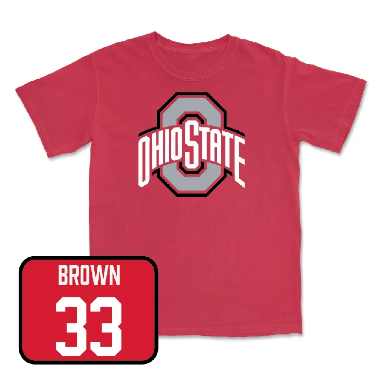 Custom Football Jersey For Sports Events-Red Football Team Tee - Devin Brown