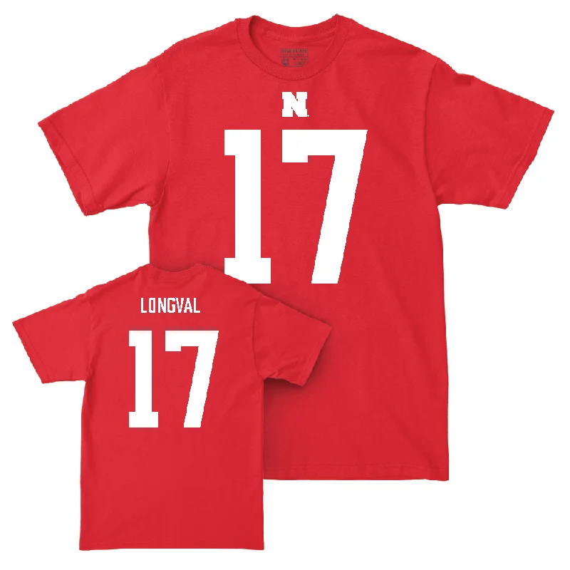 Football Jersey With Custom Text-Nebraska Football Red Shirsey Tee  - Luke Longval