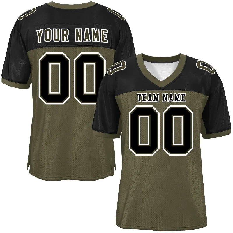 Personalized Football Jersey For Player Campaigns-Custom Olive-Black Raglan Sleeves Fashion Authentic Football Jersey