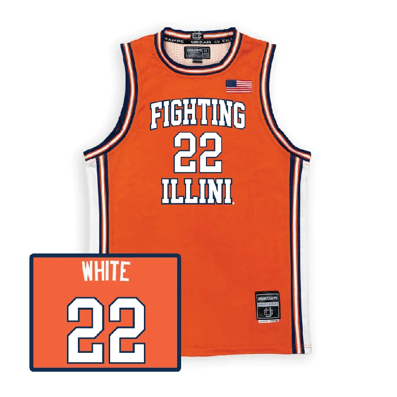 Basketball Jersey With Player Details & Numbers-Orange Men's Basketball Illini Jersey  - Tre White