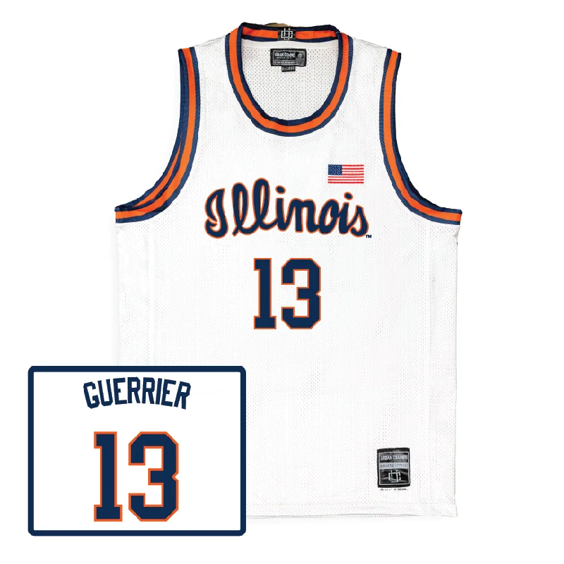 Personalized Basketball Jersey For Player Campaigns-Men's Basketball White Script Jersey - Quincy Guerrier | #13