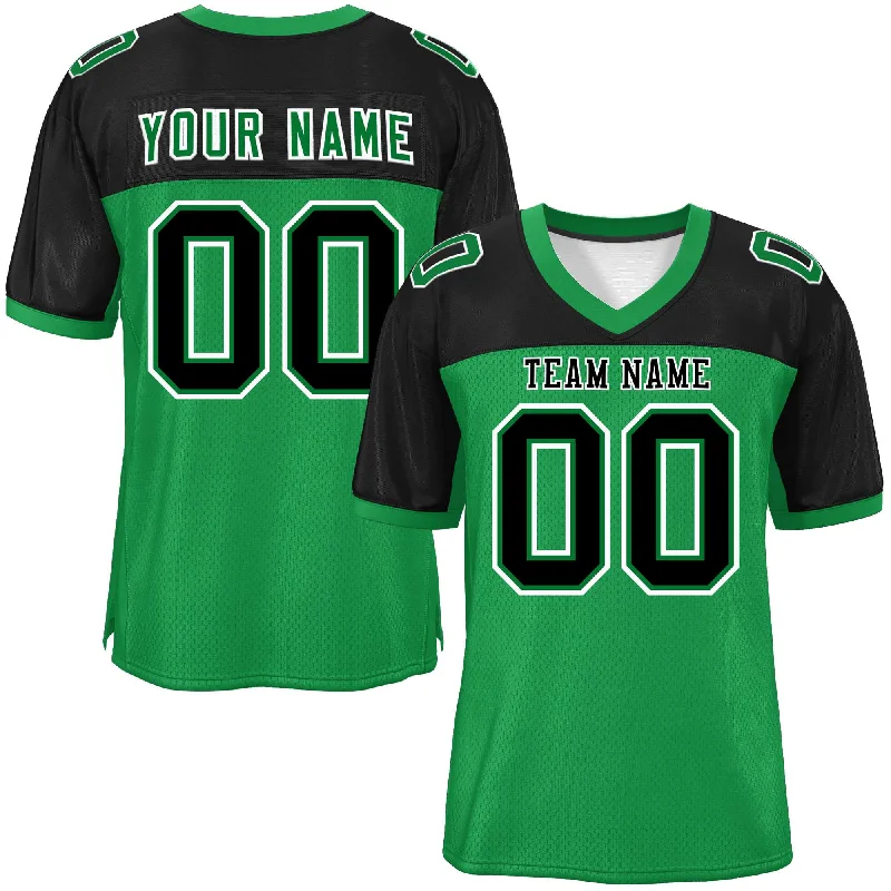 Personalized Football Jersey-Custom Kelly Green-Black Raglan Sleeves Fashion Authentic Football Jersey