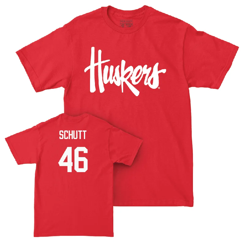 Football Jersey For Memorializing Team Achievements-Red Football Huskers Tee  - Connor Schutt