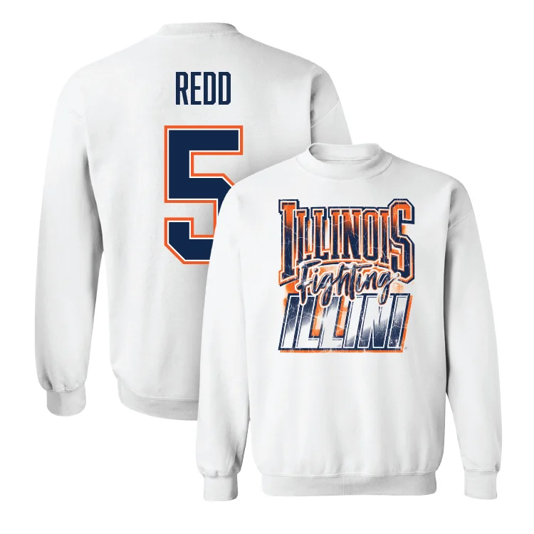 Personalized Basketball Jersey For Coaches-White Illinois Graphic Crew - AJ Redd #5