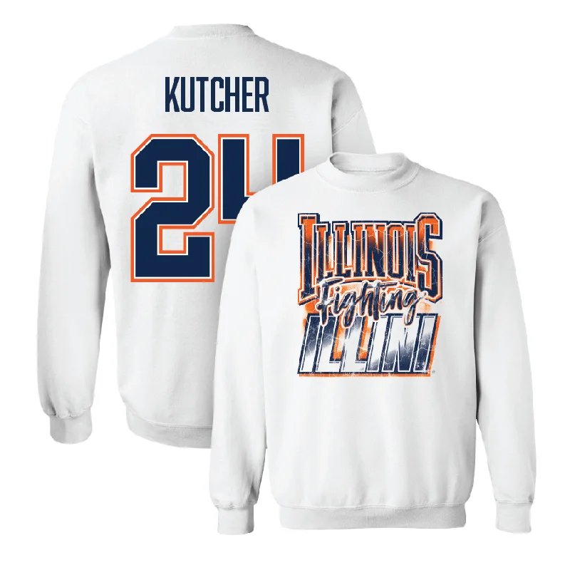 Custom Basketball Jersey For High School Teams-White Illinois Graphic Crew - Keaton Kutcher #24