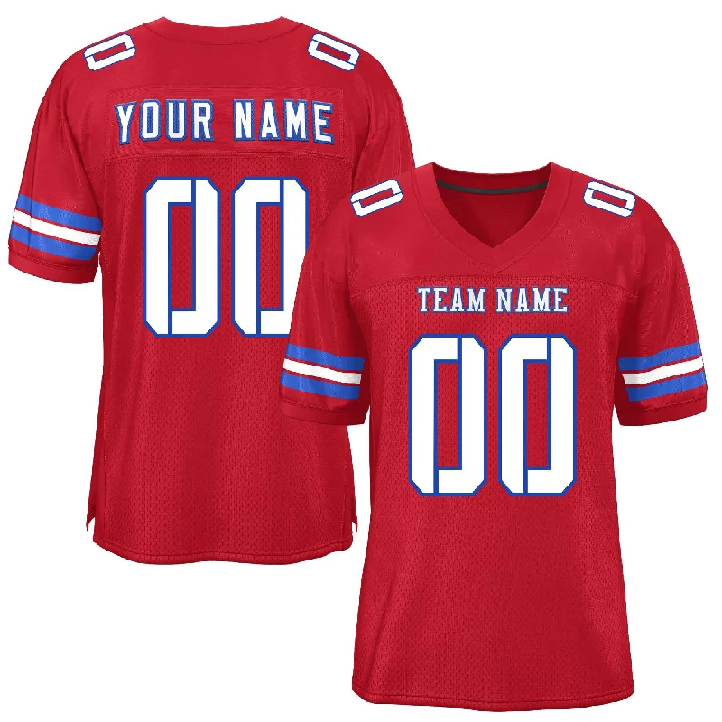 Personalized Football Jersey For Group Orders-Custom Red White-Royal Classic Style Mesh Authentic Football Jersey