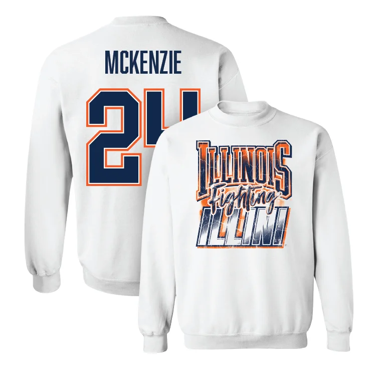 Basketball Jersey With Custom Name-White Illinois Graphic Crew - Adalia McKenzie #24