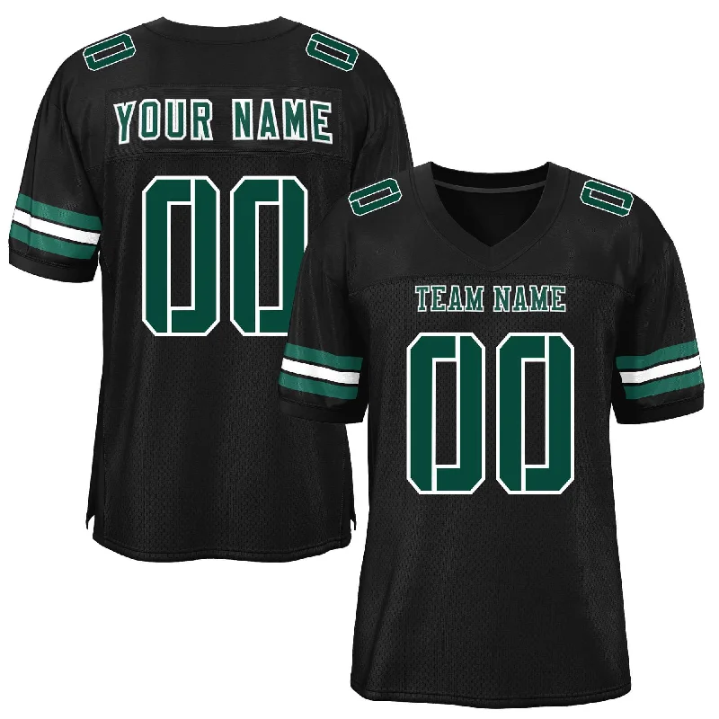 Football Jersey For Event-Based Customization-Custom Black Midnight Green-White Classic Style Mesh Authentic Football Jersey